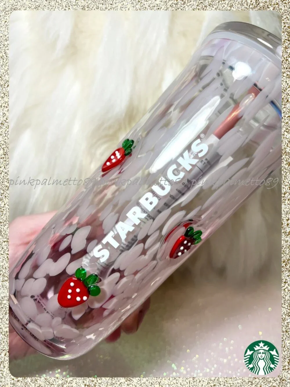 ✨🍓 NWT 2026 Starbucks 'Pink Drink' Strawberry 16oz Glass Tumbler w/ Straw